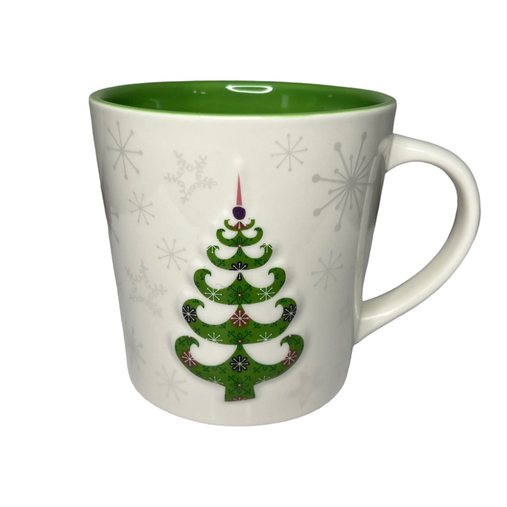 Starbucks Holiday 2006 Embossed Tree and Silver Snowflakes 17 oz Coffee Mug